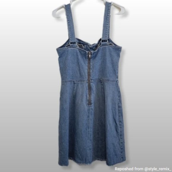 Reformation Kayla Denim Corset Lace Up Mini Dress Light Wash Boho Blue Size 8 - Picture 3 of 5